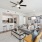 living room with white walls and a ceiling fan at Bainbridge Creekside in New Braunfels, TX