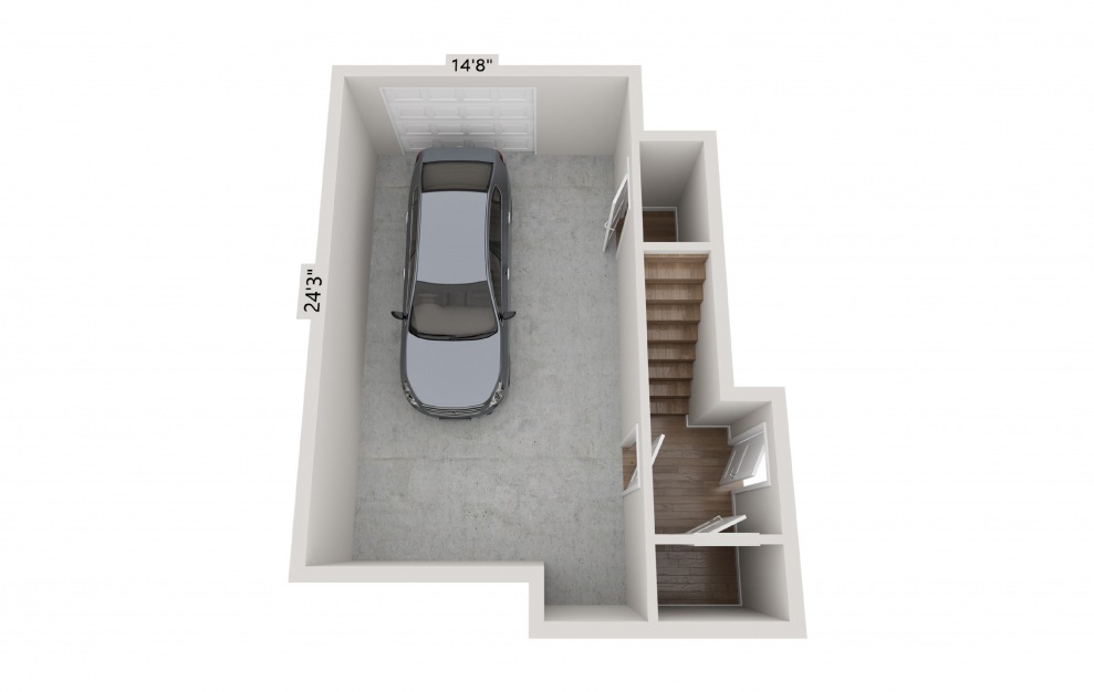 A3 Townhome - 1 bedroom floorplan layout with 1.5 bath and 958 square feet. (Garage)