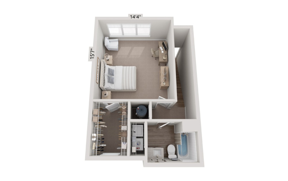 B3 Townhome - 2 bedroom floorplan layout with 2 bathrooms and 1246 square feet (Garage)