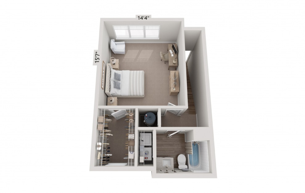 B3 Townhome - 2 bedroom floorplan layout with 2 baths and 1246 square feet. (Floor 2)